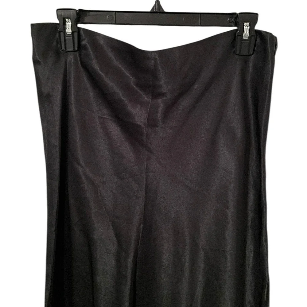 MNG Suit Women's‎ Black/Dark Forest Green Silky Flowy High Low Maxi Skirt Size M
